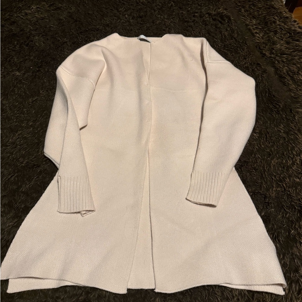 Zara Women’s Cream Open Front Knit Cardigan Sweater